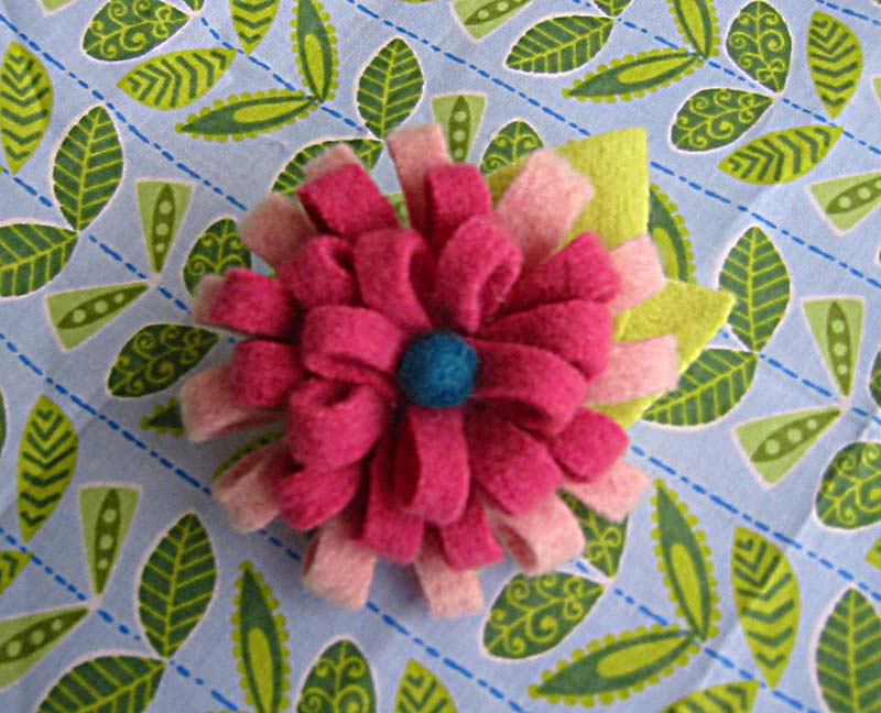 Felt Flower Brooch, 100% Natural Wool